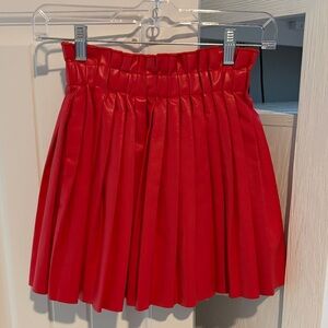 Lola and the Boys Pleated Vegan Leather Mini Skirt